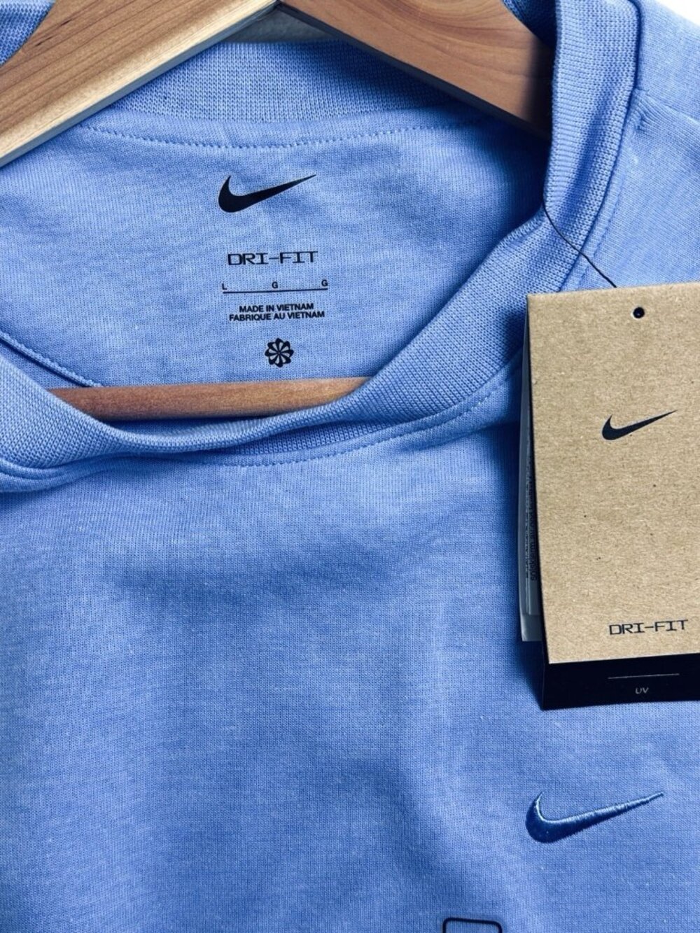 Nike Mens Primary Fleece Dri-FIT UV Performance Crew Neck Blue Large Pockets NWT - Picture 8 of 16
